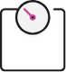 A black weighing scale with a white dial showing a low weight reading.