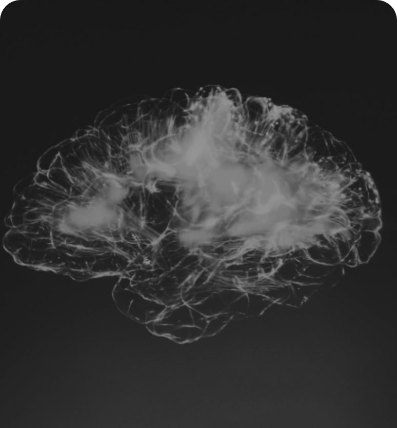 Abstract rendering of a human brain with glowing neural pathways.