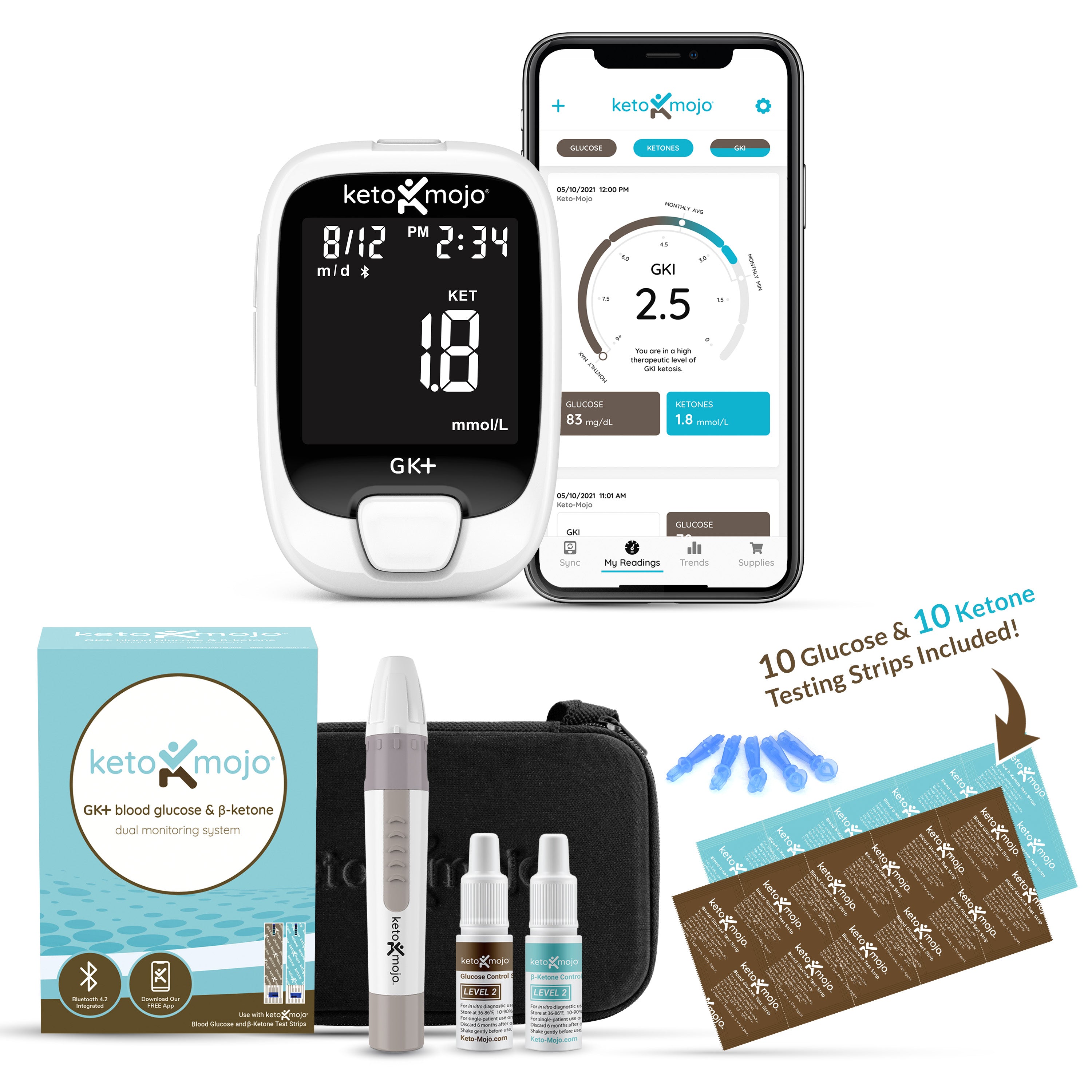 Keto Mojo GK+ Blood Glucose & Ketone Meter Starter Kit – deltaG Ketones